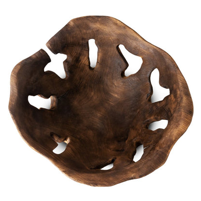 Unique wooden, natural bowl handcrafted from solid ash wood, flame-burned.